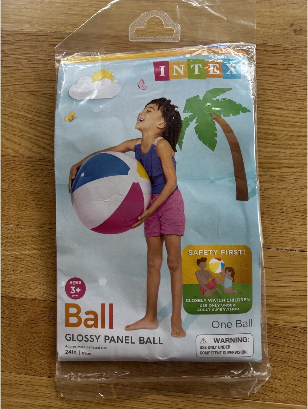 Intex Inflatable 24 inch Beach Ball Glossy Panel Ball Toy NEW